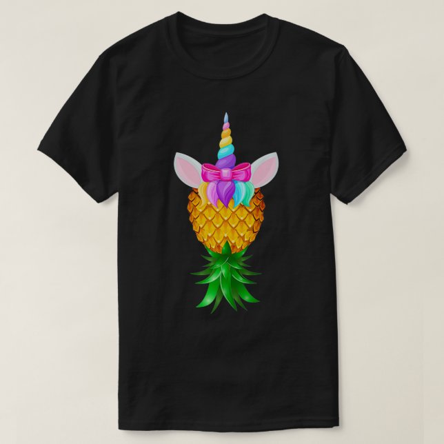 T-shirt Swinger Upside Down Pineapple Magical Unicorn Rain (Design devant)