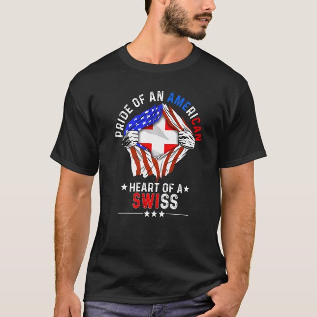 T-shirt Swiss American America Pride Foreign Suisse F (Devant)