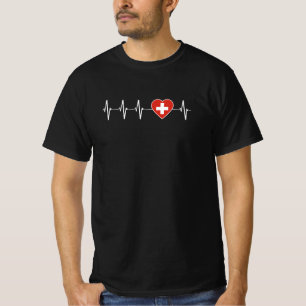 T-shirt Swiss Heartbeat I Love Suisse Flag Heart