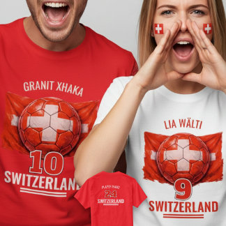 T-shirt Switzerland Football National Flag Heritage Soccer
