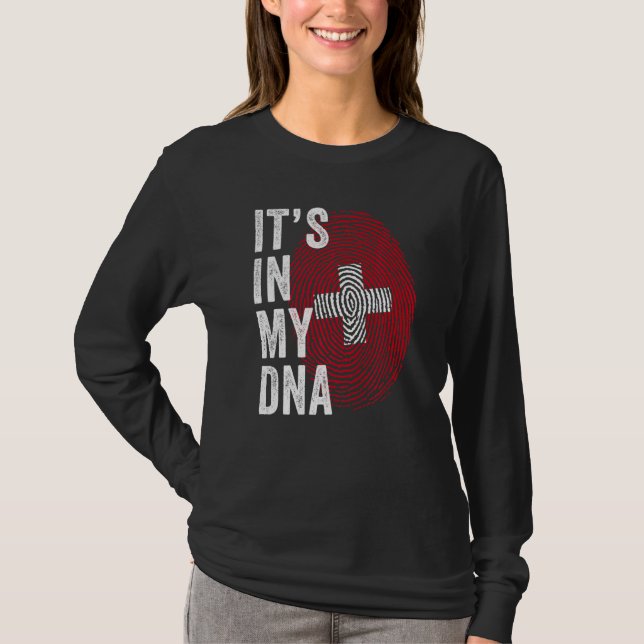 T-shirt Switzerland It's In My DNA Cute Swiss Fingerprint  (Devant)