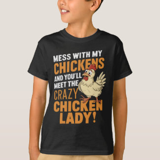 T-shirt Sy Crazy Chicken Lady Avertissement pour les amate