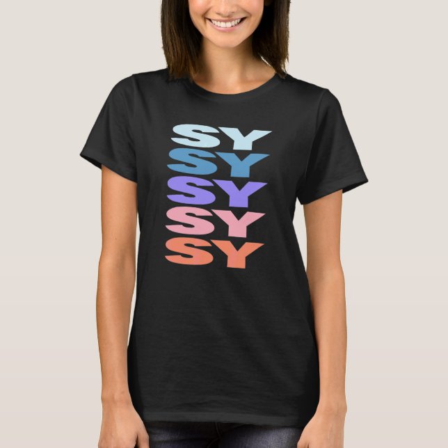 T-shirt Sy Texte Répété Moderne (Devant)