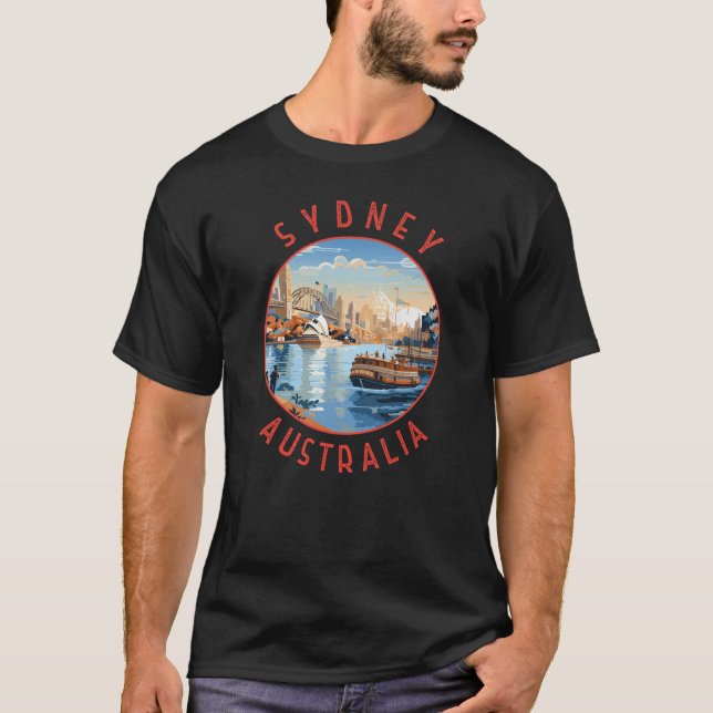 T-shirt Sydney Australia Retro Cercle en détresse (Devant)