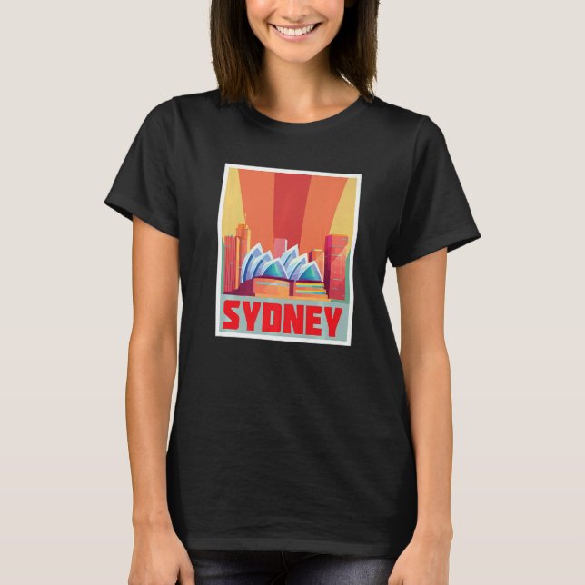 T-shirt Sydney Skyline Retro Opera House New South Wales A (Devant)