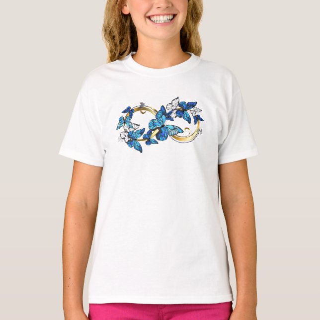 T-shirt Symbol Infinity of Blue Morpho Butterflies (Devant)