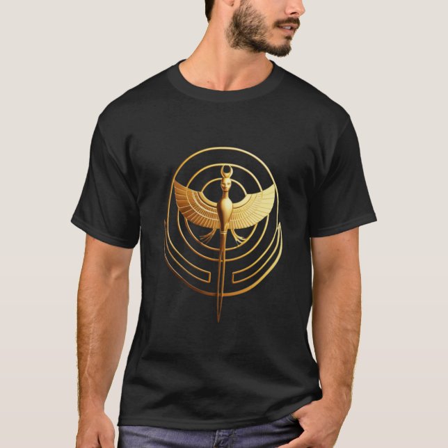 T-Shirt Symbole Aile Égyptienne en Or (Devant)