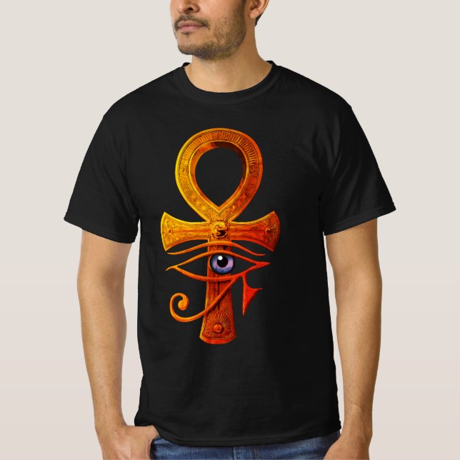 T-shirt Symbole antique égyptien Ankh Eye of Horus Protége (Devant)