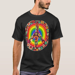 T-shirt Symbole arc-en-ciel de paix Retro 60's 70's