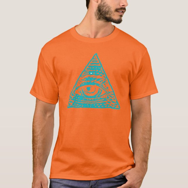 T-shirt Symbole astral de pyramide d'Illuminati d'oeil (Devant)