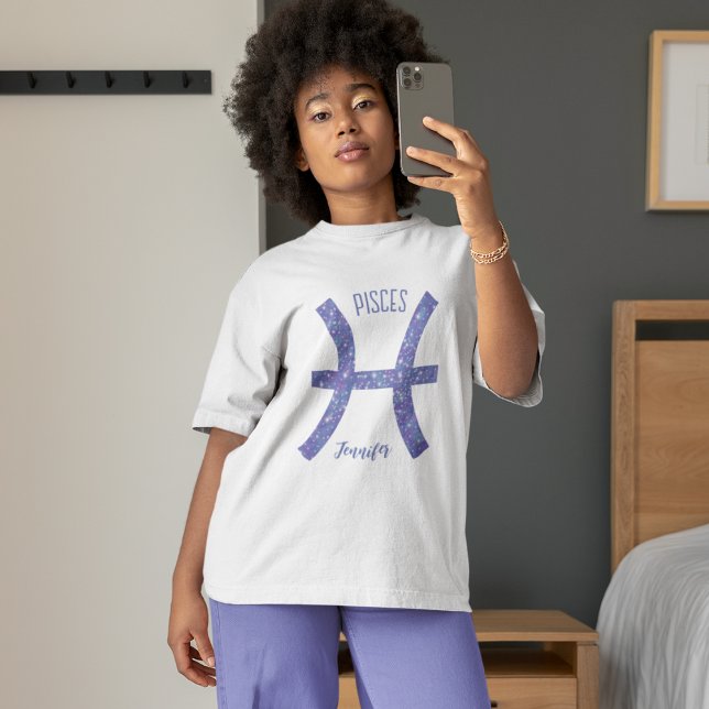 T-shirt Symbole Astrologie Pisces Cute - Custom Purple Fem (Créateur téléchargé)