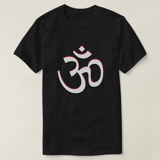 T-shirt Symbole Aum Om Signet Logo Rouge Blanc Noir (Design devant)