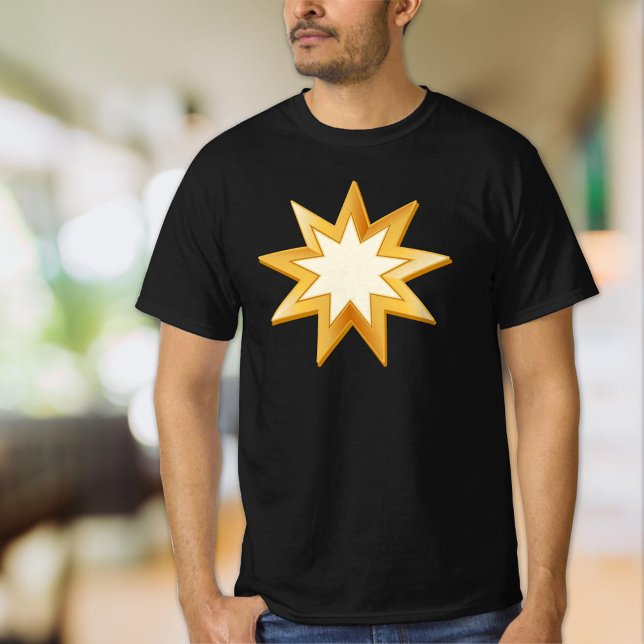 T-shirt Symbole Baha'i d'or (Gold Baha'i T-Shirt.
Nine pointed star is a symbol of the Baha’i faith. Customize with your text.)