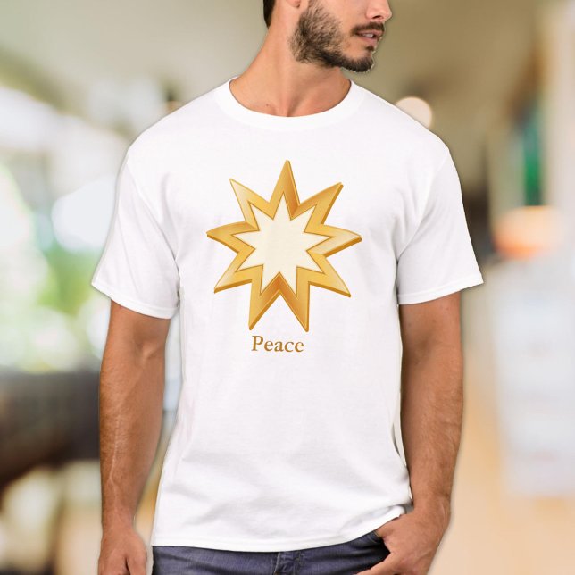T-shirt Symbole Baha'i d'or (Gold nine pointed star symbol of the Baha’i faith T-Shirt. Customize with your text or organization.)