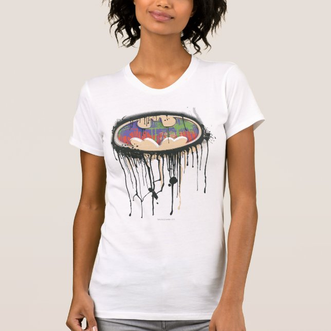 T-shirt Symbole Batman | Logo rouge violet vert (Devant)