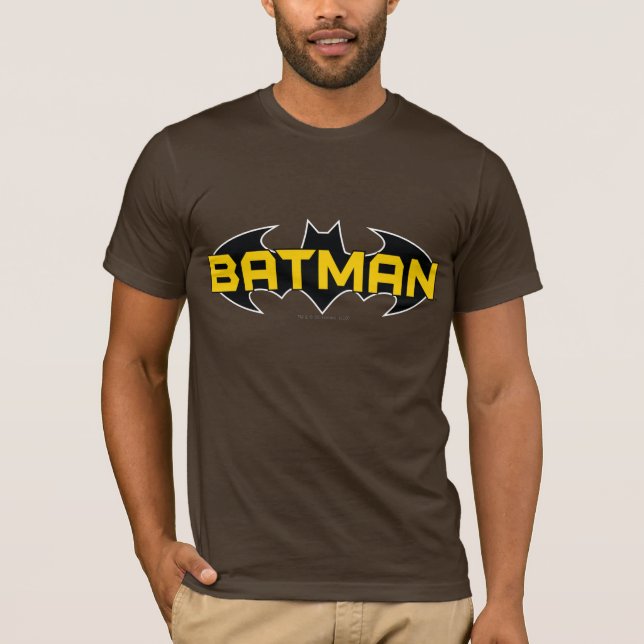 T-shirt Symbole Batman | Nom Logo jaune et noir (Devant)