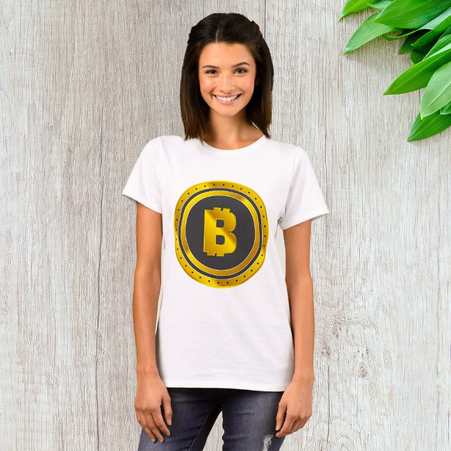 T-shirt Symbole Bitcoin doré Monnaie numérique (Créateur téléchargé)