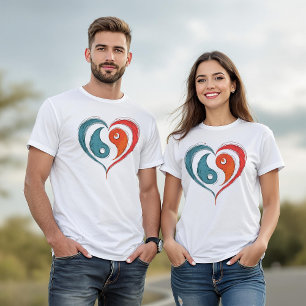 T-shirt Symbole cardiaque Yin Yang - Design artistique uni