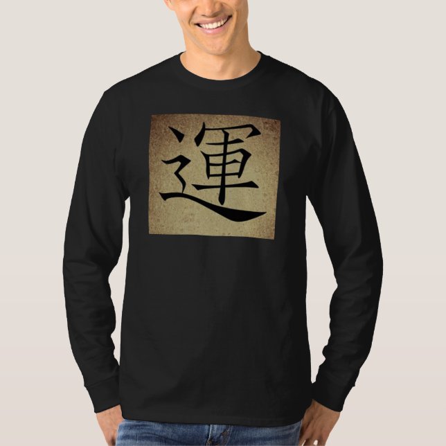 T-shirt Symbole chinois LUCK Image Manches longues hommes (Devant)