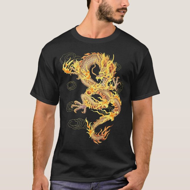 T-shirt Symbole Chinois Traditionnel De Dragon De Pouvoir  (Devant)