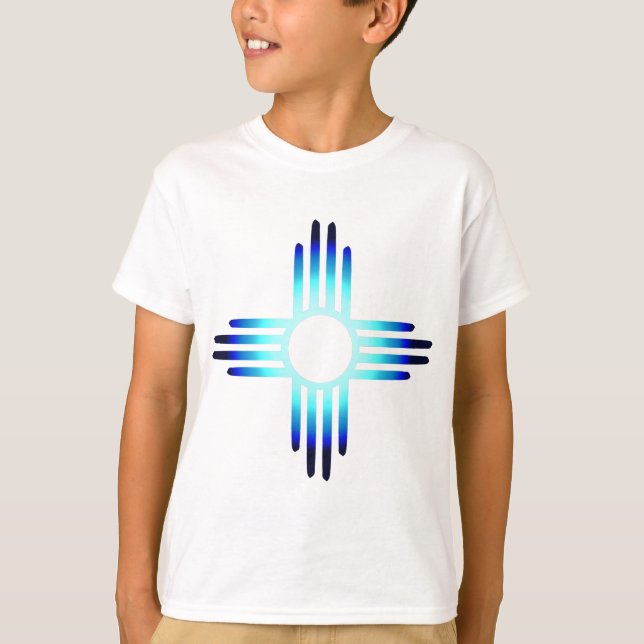 T-shirt Symbole cool bleu Nouveau-Mexique Zia (Devant)