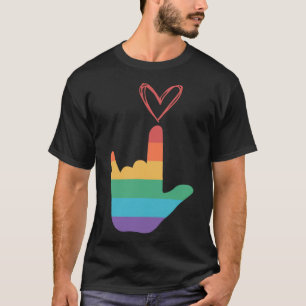 T-shirt Symbole d'amour arc-en-ciel Asl Sourds 