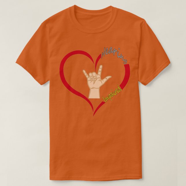 T-shirt Symbole d'amour pour malentendants (Design devant)