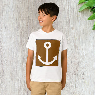 T-shirt Symbole d'ancre nautique Panneau marron marina