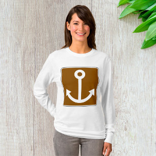 T-shirt Symbole d'ancre nautique Panneau marron marina