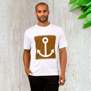 T-shirt Symbole d'ancre nautique Panneau marron marina