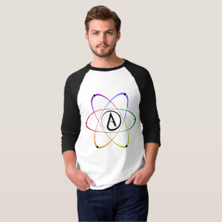 T-shirt Symbole d'atome athée arc-en-ciel noir