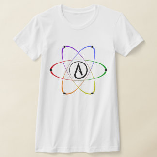 T-shirt Symbole d'atome athée arc-en-ciel noir