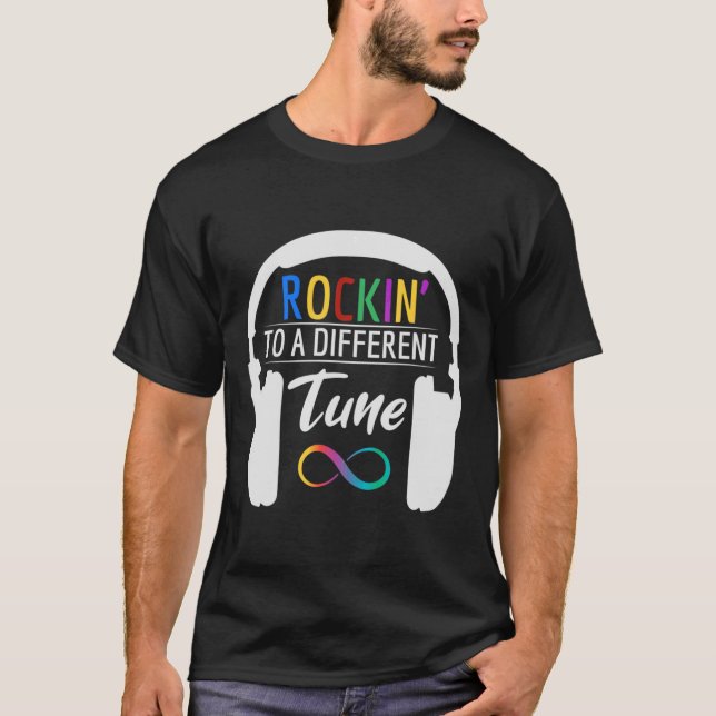 T-shirt SYMBOLE D'Autisme Rockine Tune Infinité A À Différ (Devant)