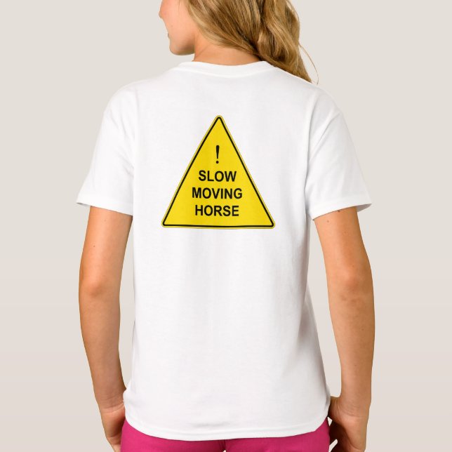 T-shirt Symbole d'avertissement Jaune amusant "Cheval Lent (Dos)