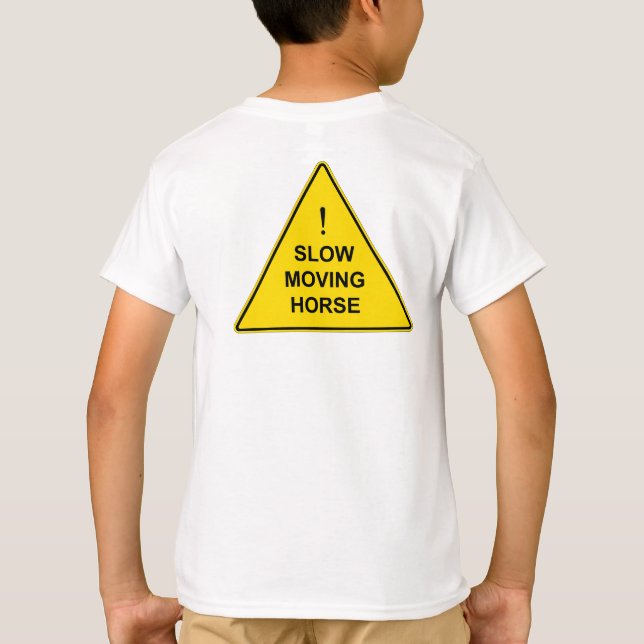 T-shirt Symbole d'avertissement Jaune amusant "Cheval Lent (Dos)