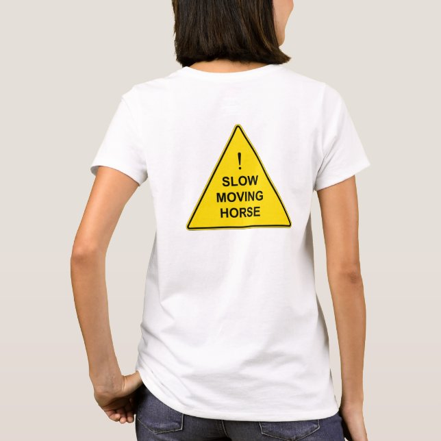 T-shirt Symbole d'avertissement Jaune amusant "Cheval Lent (Dos)