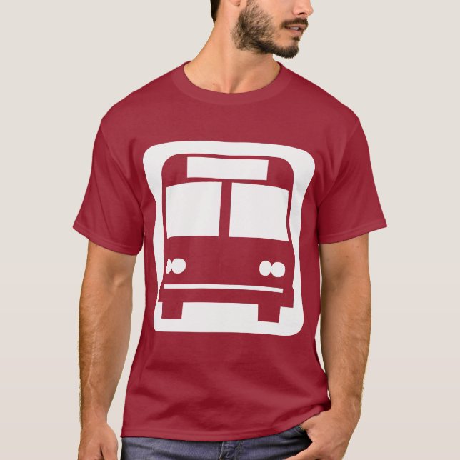 T-shirt Symbole de bus - Blanc sur foncé (Devant)