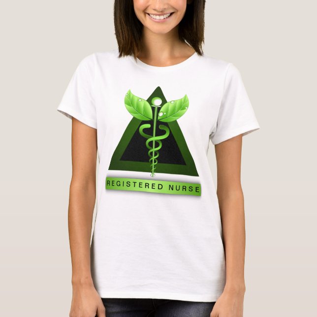 T-shirt Symbole de canée verte RN Infirmière inscrite Icôn (Devant)