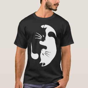 T-shirt Symbole de chat Yin Yang Mignon chat noir et blanc