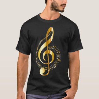 T-shirt Symbole de Clé T Gold Treble pour Music Note