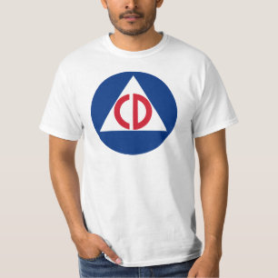 T-shirt Symbole de cru de logo de défense civile des