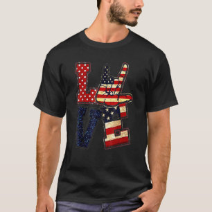 T-shirt SYMBOLE DE Drapeau Aimer Asl 4 juillet Indépendant