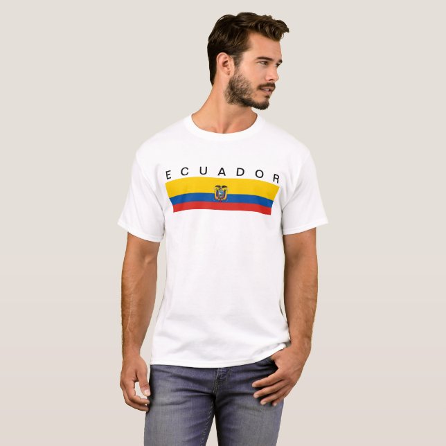 T-shirt Symbole de drapeau de pays de l'Equateur longtemps (Devant entier)