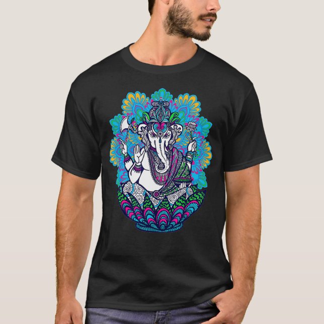 T-shirt Symbole de Ganesh Yoga Hommes Hindous Médaille Man (Devant)