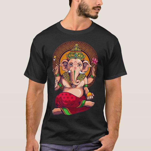 T-shirt Symbole de Ganesh Yoga Hommes hindous méditation C (Devant)