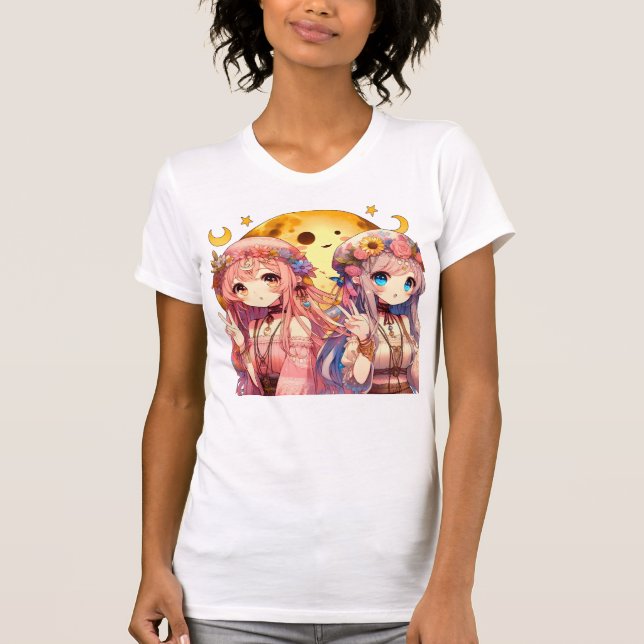 T-shirt SYMBOLE DE LA FEMME Anime Hippie Lune Filles Donne (Devant)