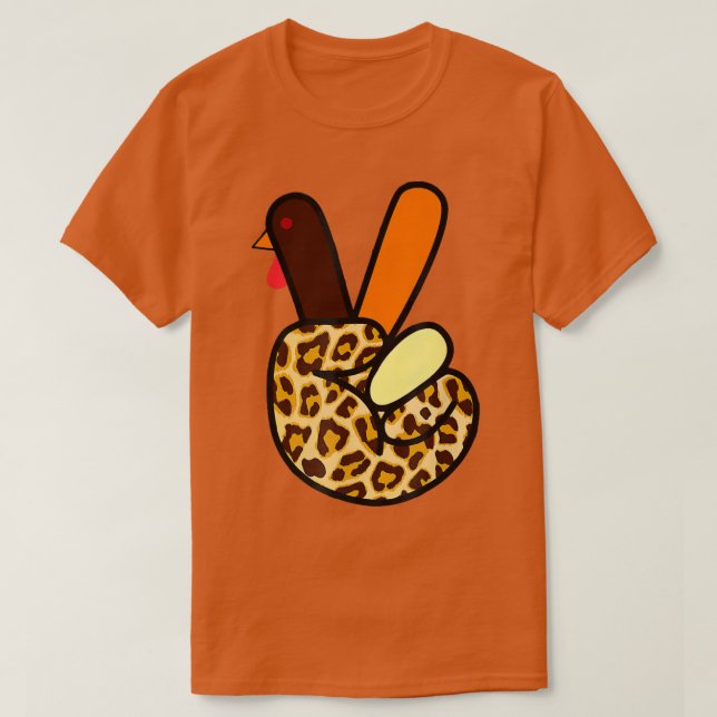 T-shirt SYMBOLE DE LA MAIN DE LA Turquie Léopard Thanksgiv (Design devant)