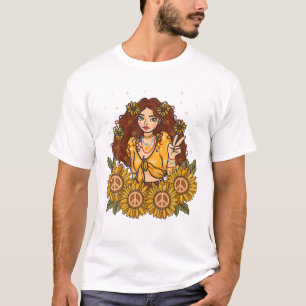 T-shirt SYMBOLE DE LA PACITÉ Hippie Soul T Cute Daisy Love