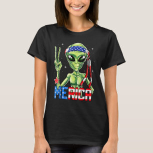 T-shirt SYMBOLE DE LA PAIX Alien 4 juillet Mérica Ufo Amér