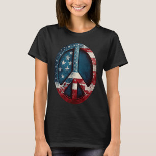 T-shirt Symbole de la paix américain avec drapeau américai